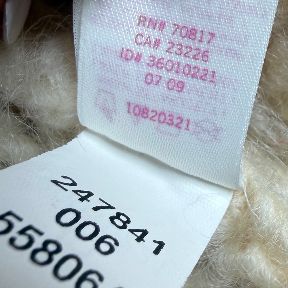 Y2K PINK Cream 100% Wool Cable Knit Belted Cardigan Sweater M Grandpa prepy - Picture 3 of 10